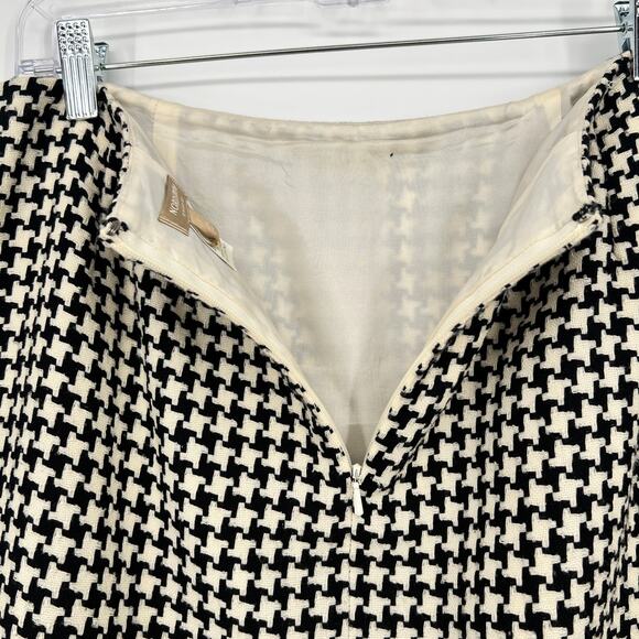 Nordstrom Studio 121 Wool Blend Skirt Womens 8 Black White Houndstooth Straight - Picture 6 of 9